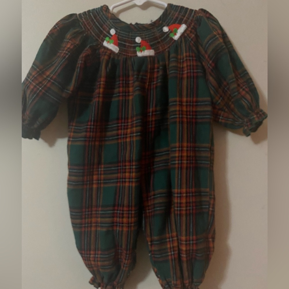 Marie Nicole Smocked Christmas Bubble Romper
